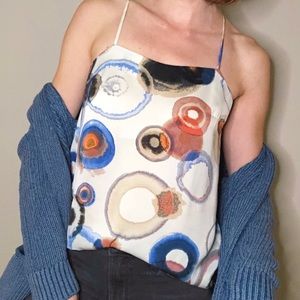 Silk abstract spaghetti strap top